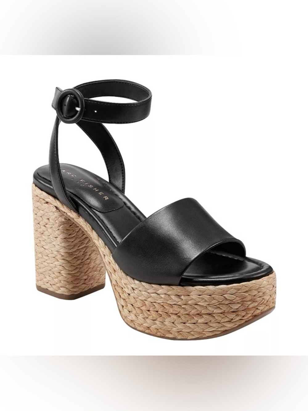 Marc Fisher LTD Womens Palyca Black Rope Platform Heel Espadrille Sandals 6.5